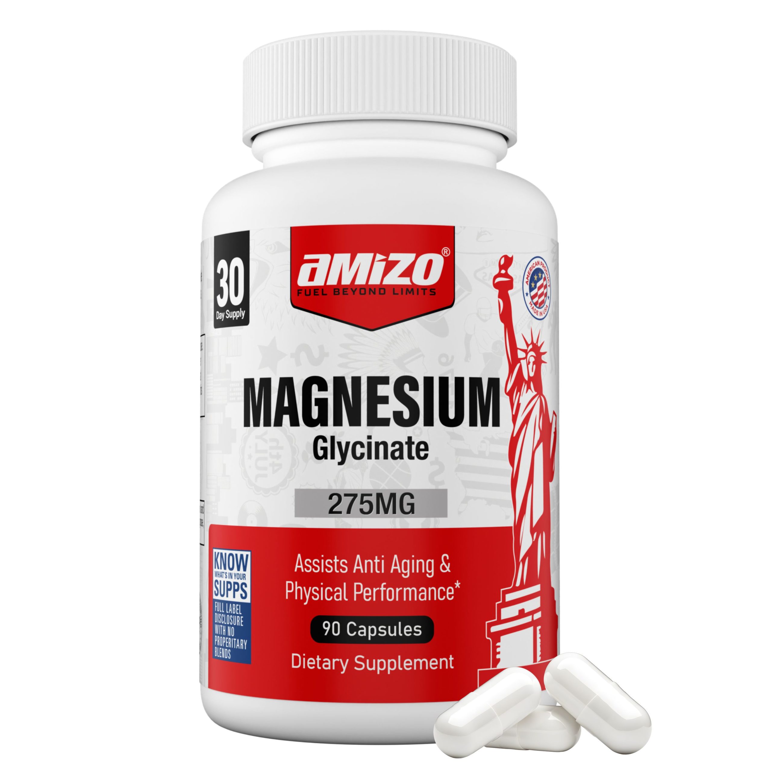 AMIZO Magnesium Glycinate 275mg, 90 Capsules