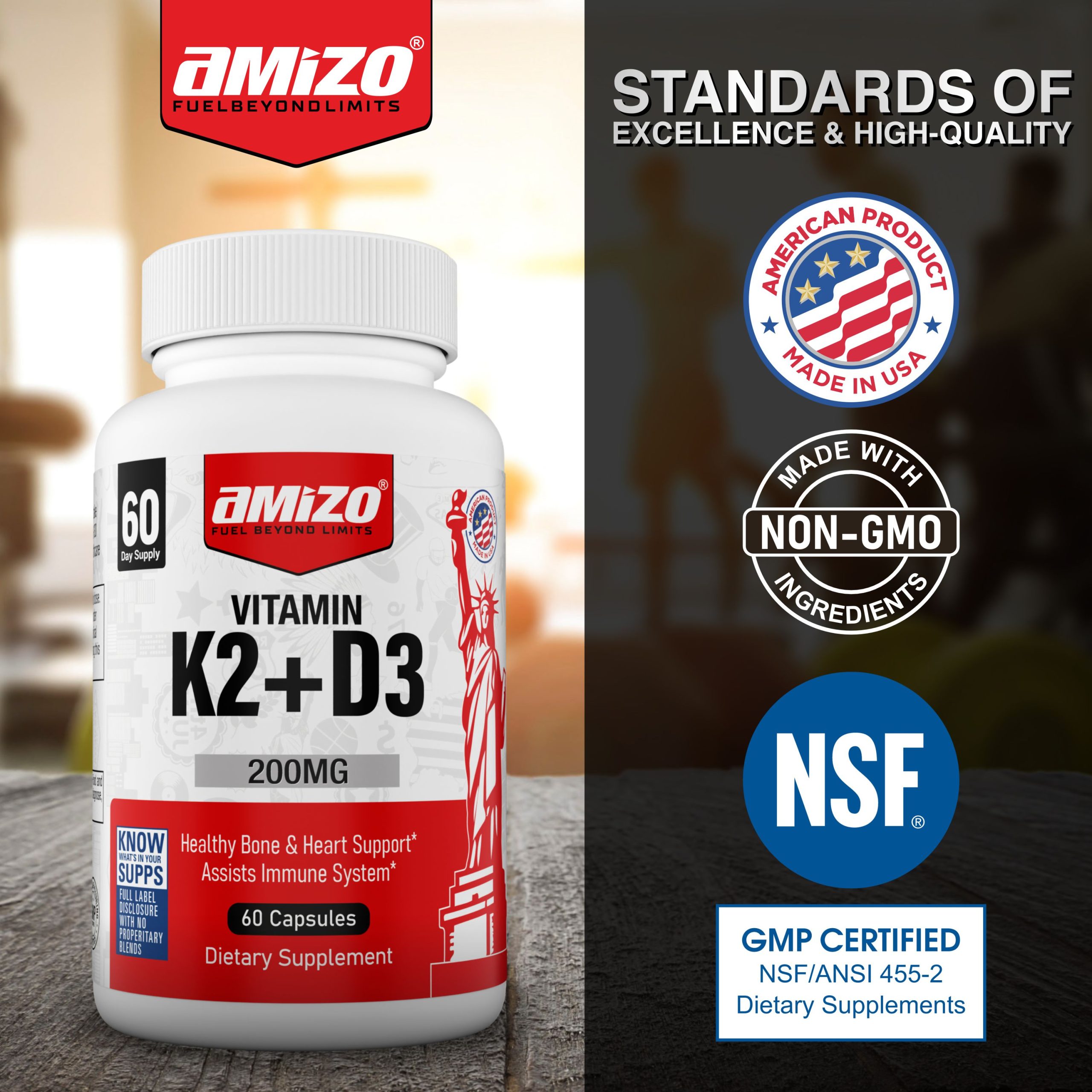 AMIZO Vitamin D3 K2 5000 IU, 60 Veggie Capsules - Image 9