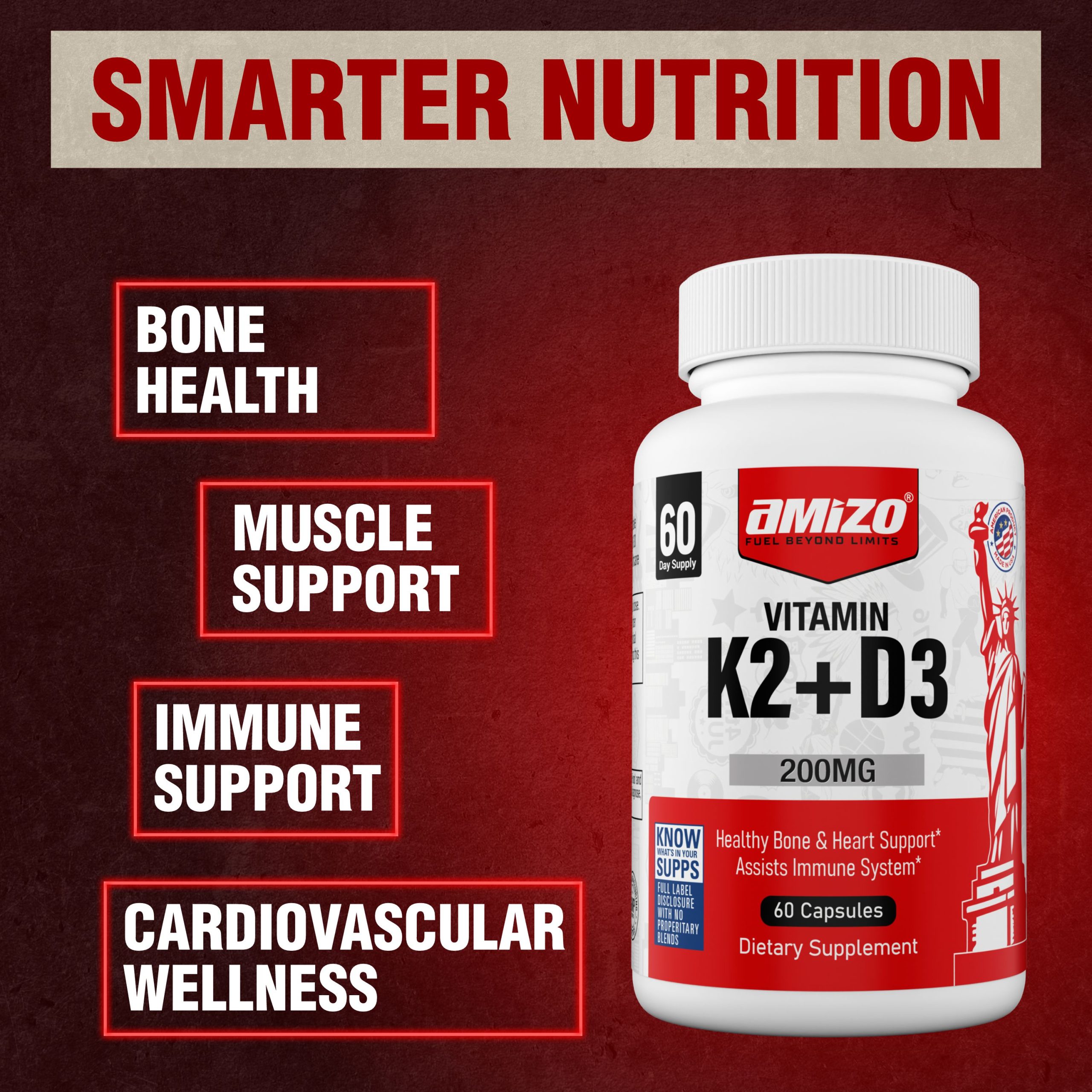 AMIZO Vitamin D3 K2 5000 IU, 60 Veggie Capsules - Image 7