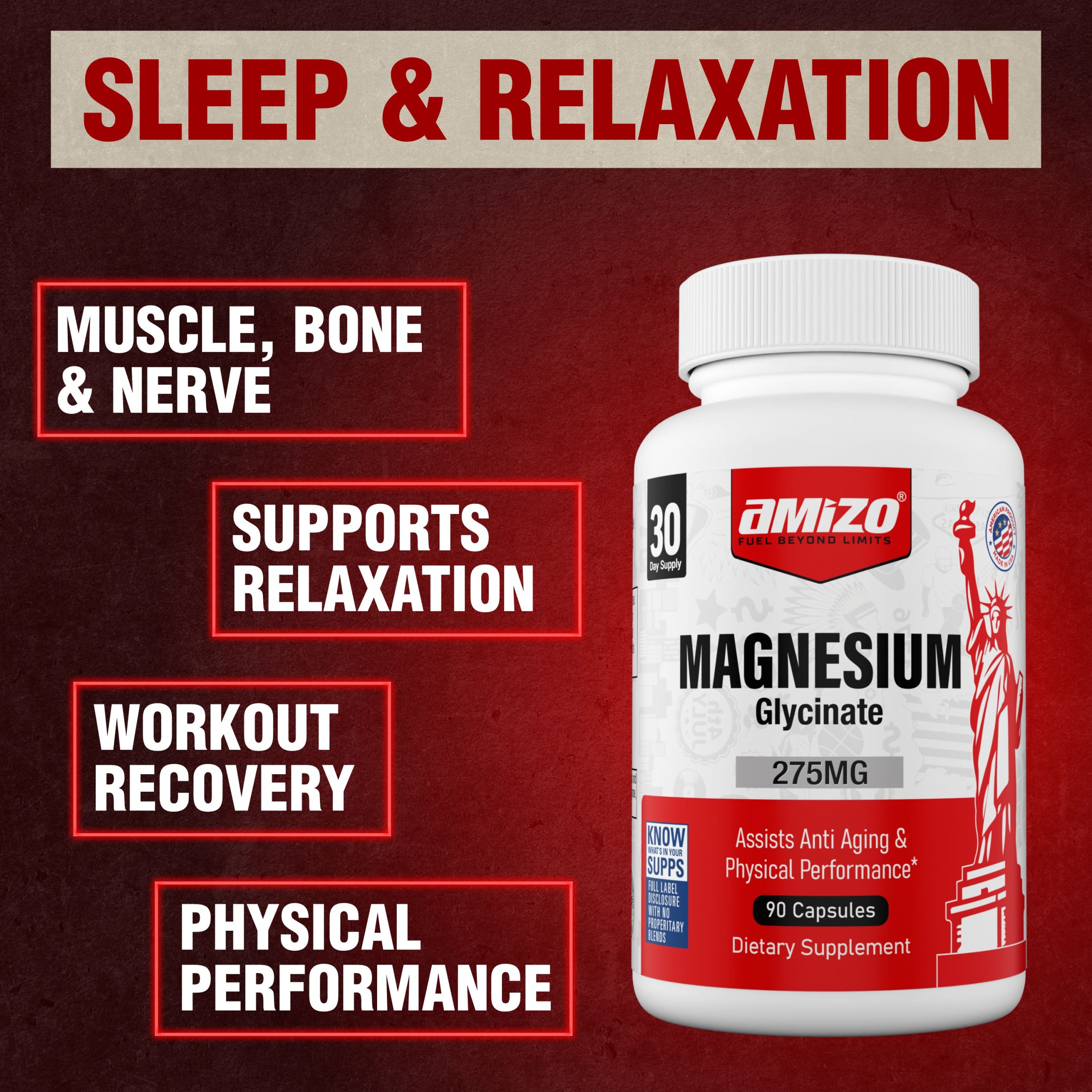 AMIZO Magnesium Glycinate 275mg, 90 Capsules - Image 7