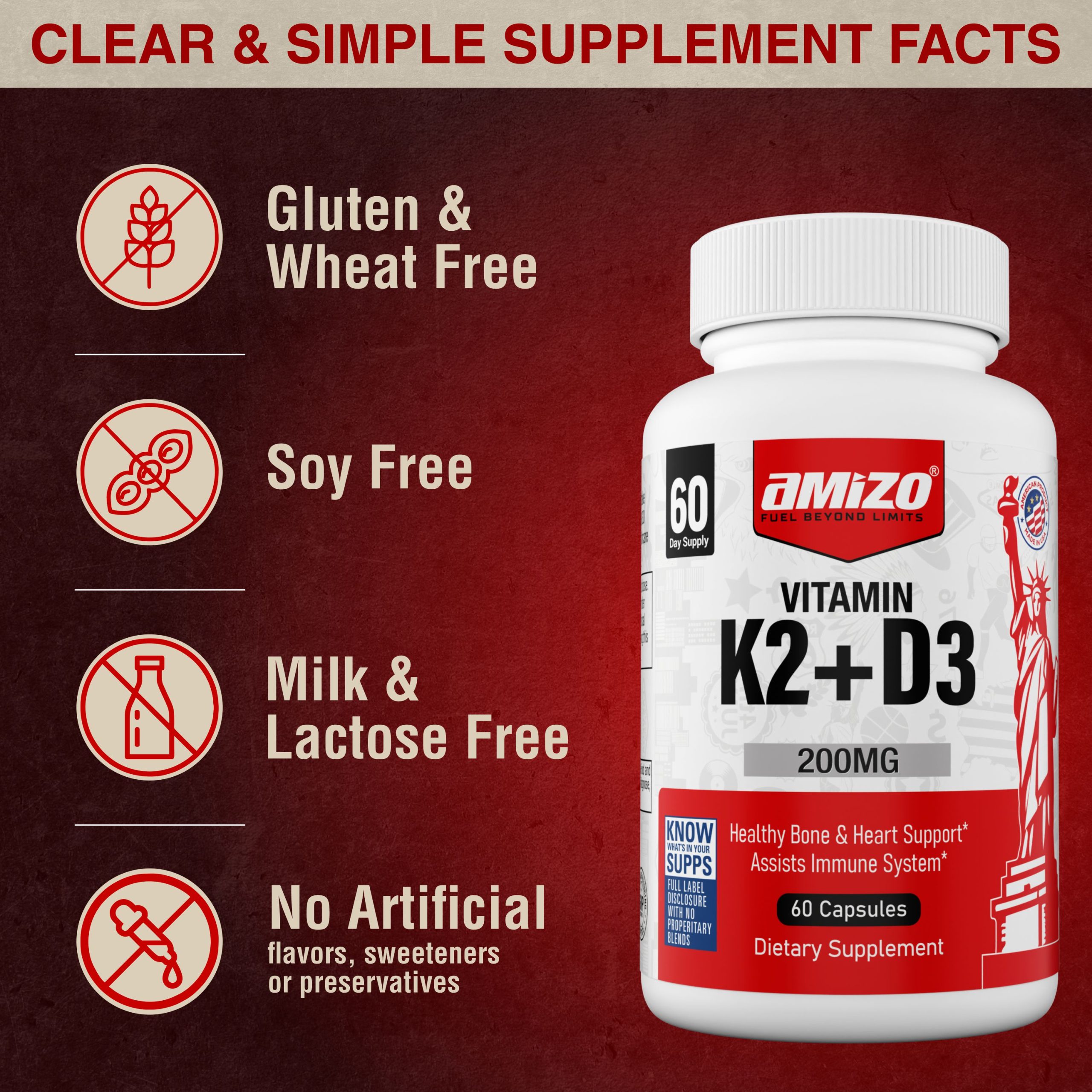 AMIZO Vitamin D3 K2 5000 IU, 60 Veggie Capsules - Image 5