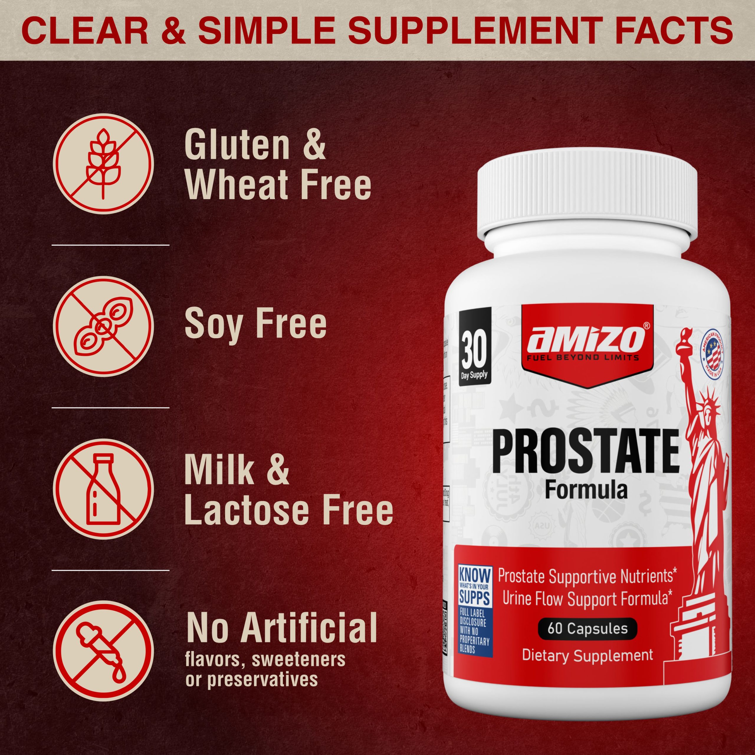 AMIZO Prostate, Saw Palmetto, Pygeum, Nettle Root, Zinc & Plant Sterols, 60 Capsules - Image 4