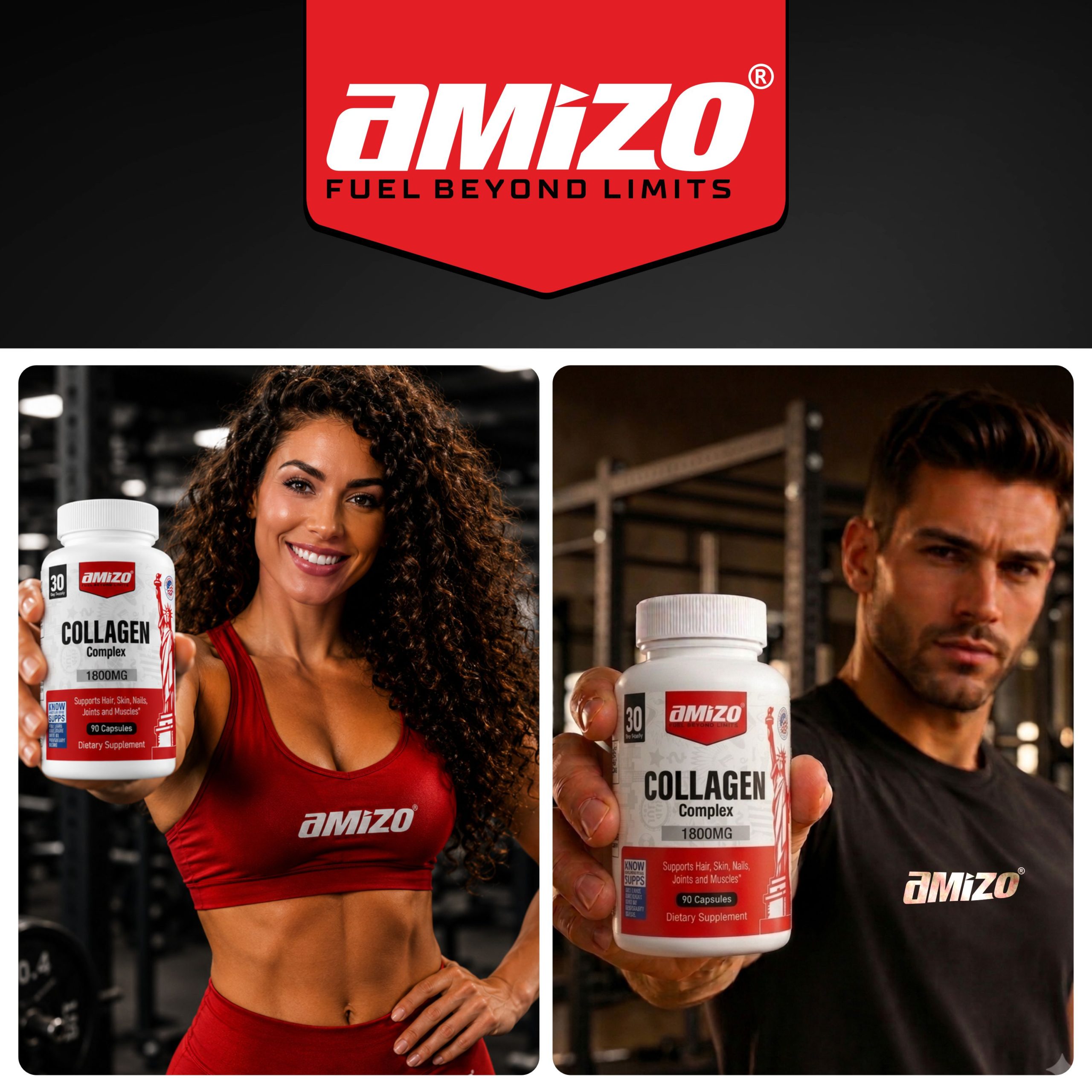 AMIZO Collagen Peptides 1800mg, 90 Capsules - Image 2