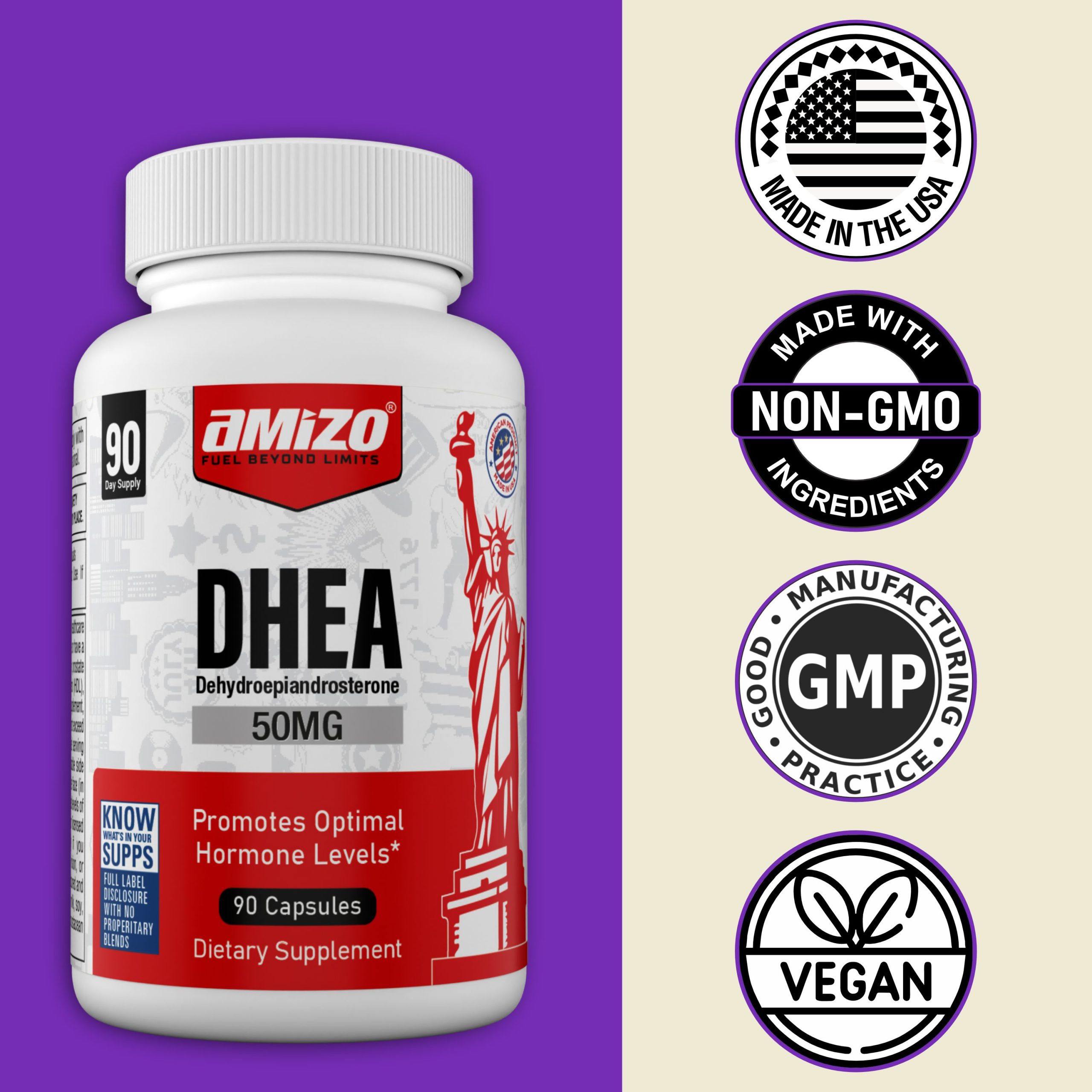 Amizo DHEA 25mg Capsules - Image 6