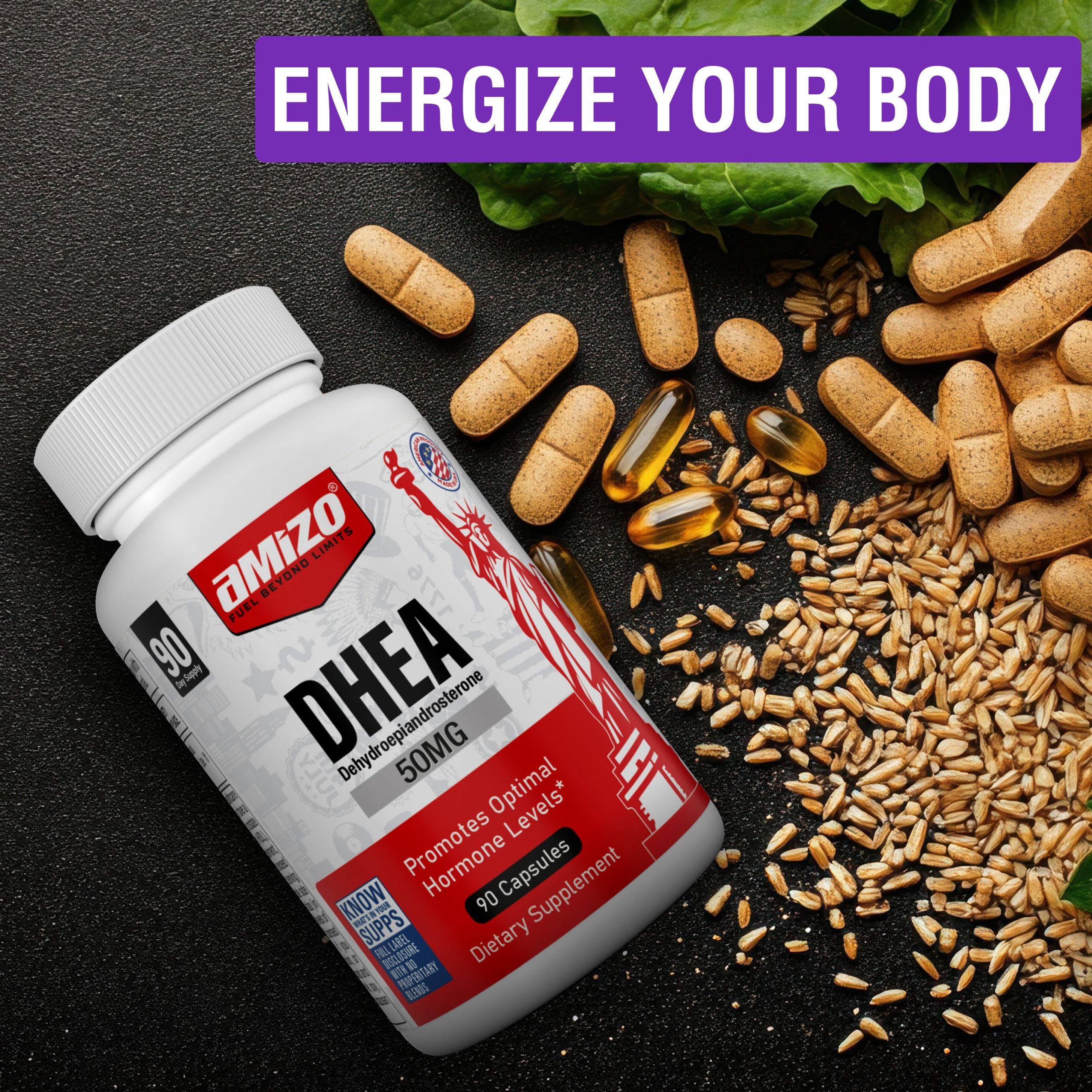 Amizo DHEA 25mg Capsules - Image 3