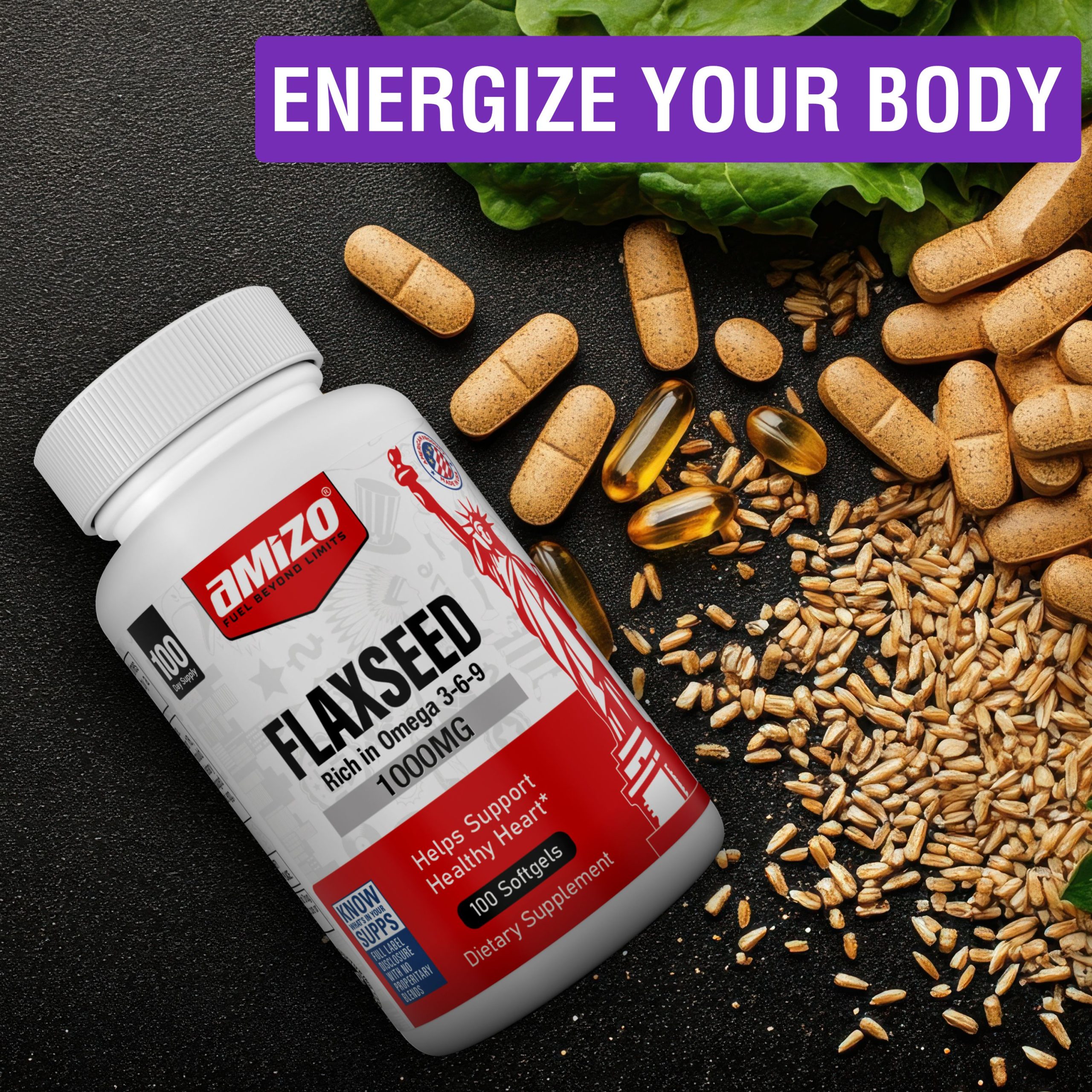 Amizo Flax Seed Oil, Omega 3 6 9 - Image 3