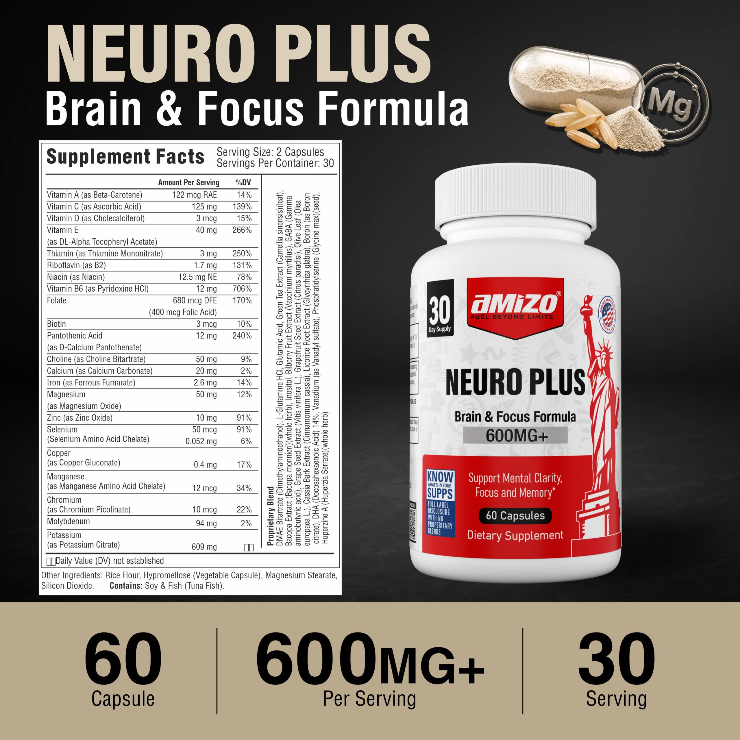 AMIZO Neuro Plus 600mg, 60 Capsules - Image 8
