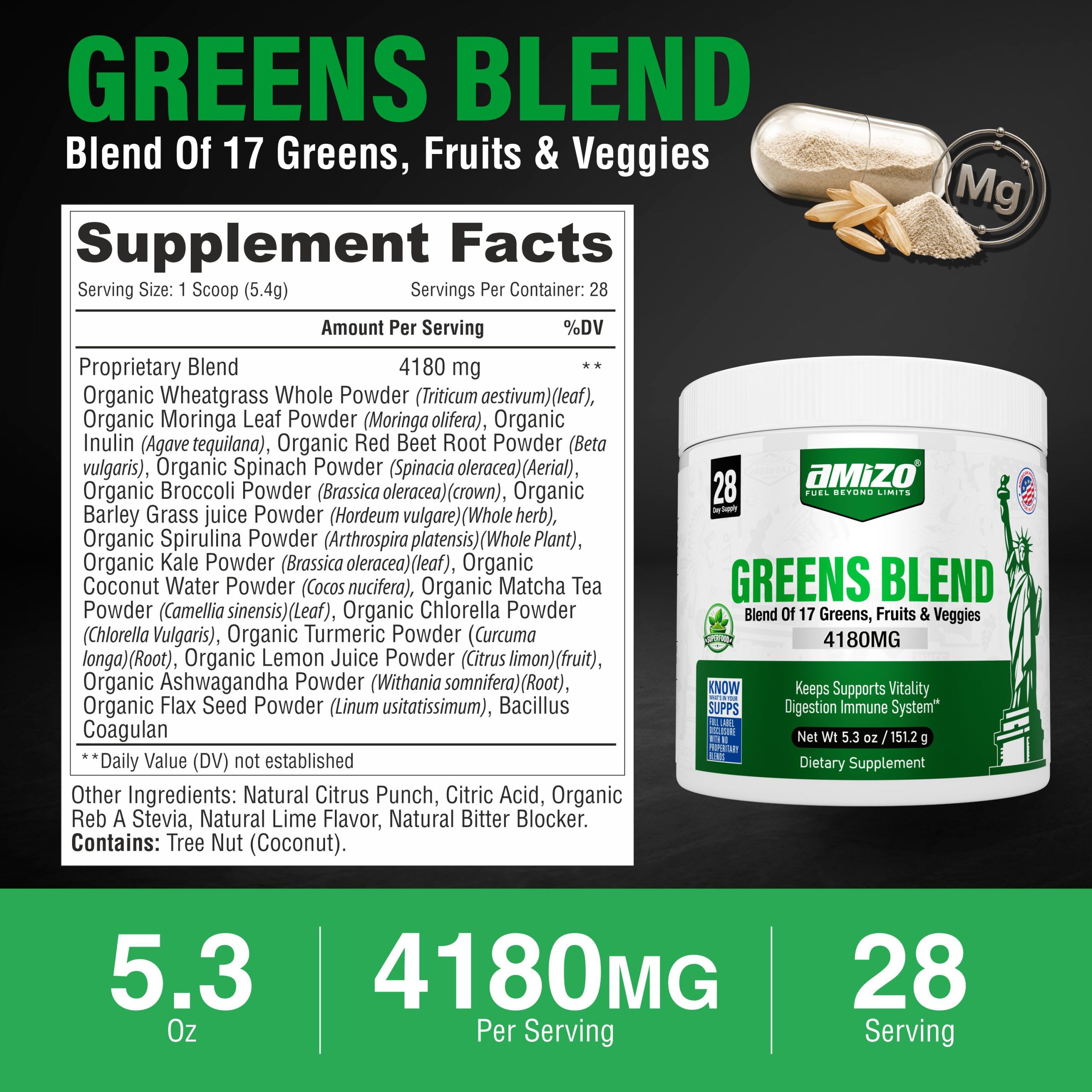AMIZO Greens Powder Superfood, 28 Day Supply - Image 8
