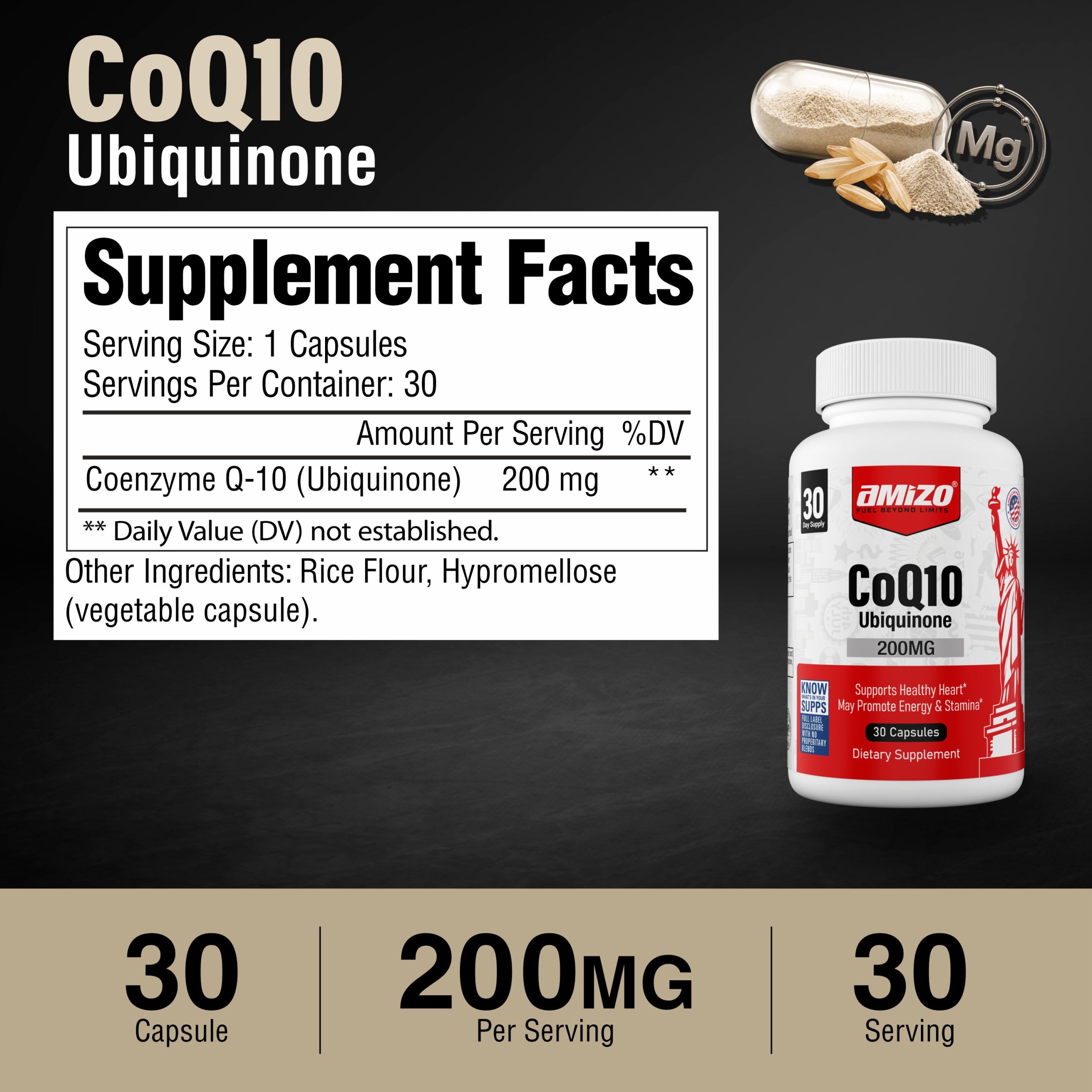 AMIZO CoQ10 200mg,60 Softgels - Image 8