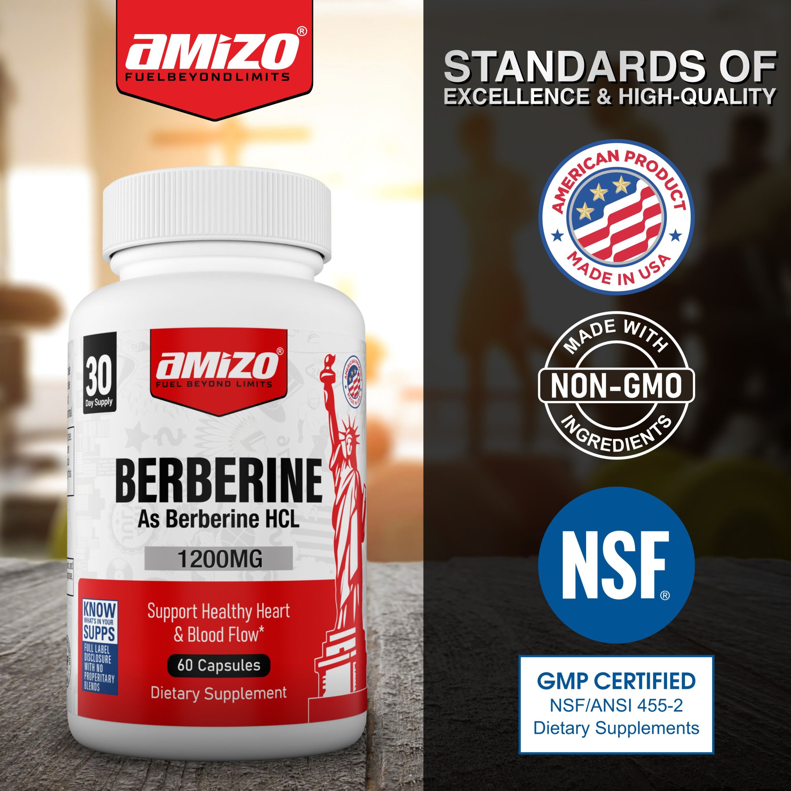 AMIZO Berberine 1200mg, Berberine HCl, 60 Capsules - Image 9
