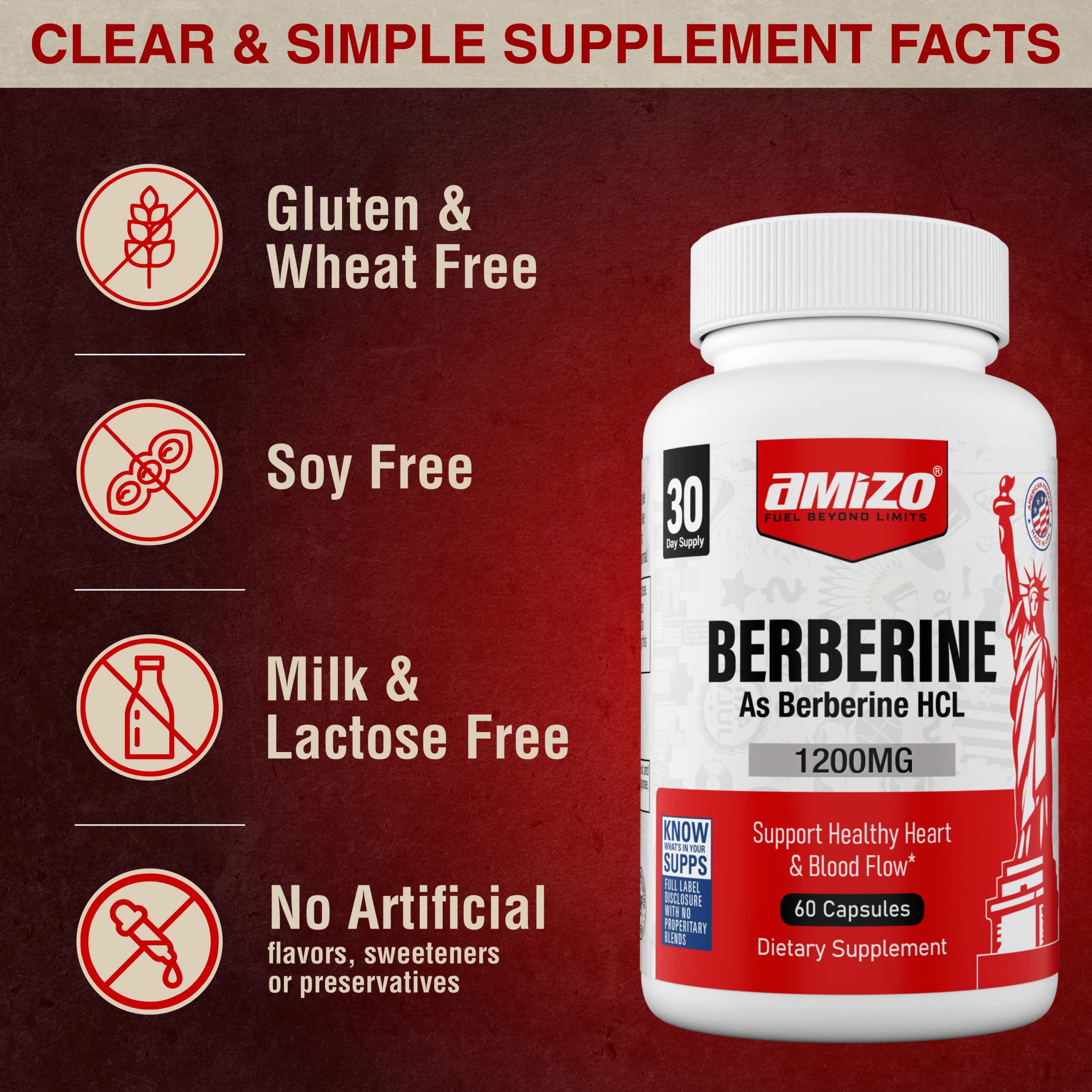 AMIZO Berberine 1200mg, Berberine HCl, 60 Capsules - Image 5