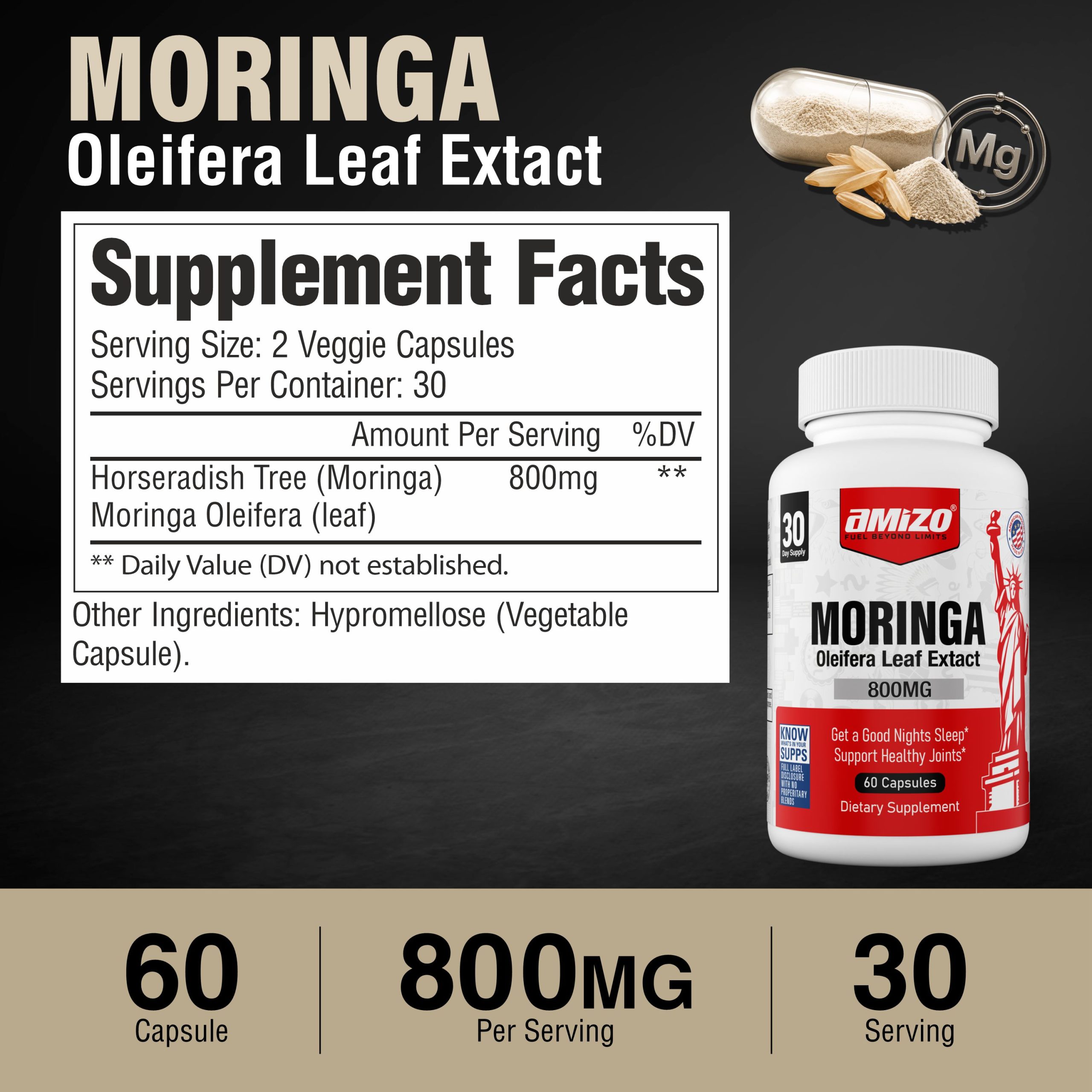 AMIZO Moringa Capsules 800mg, 60 Capsules - Image 8