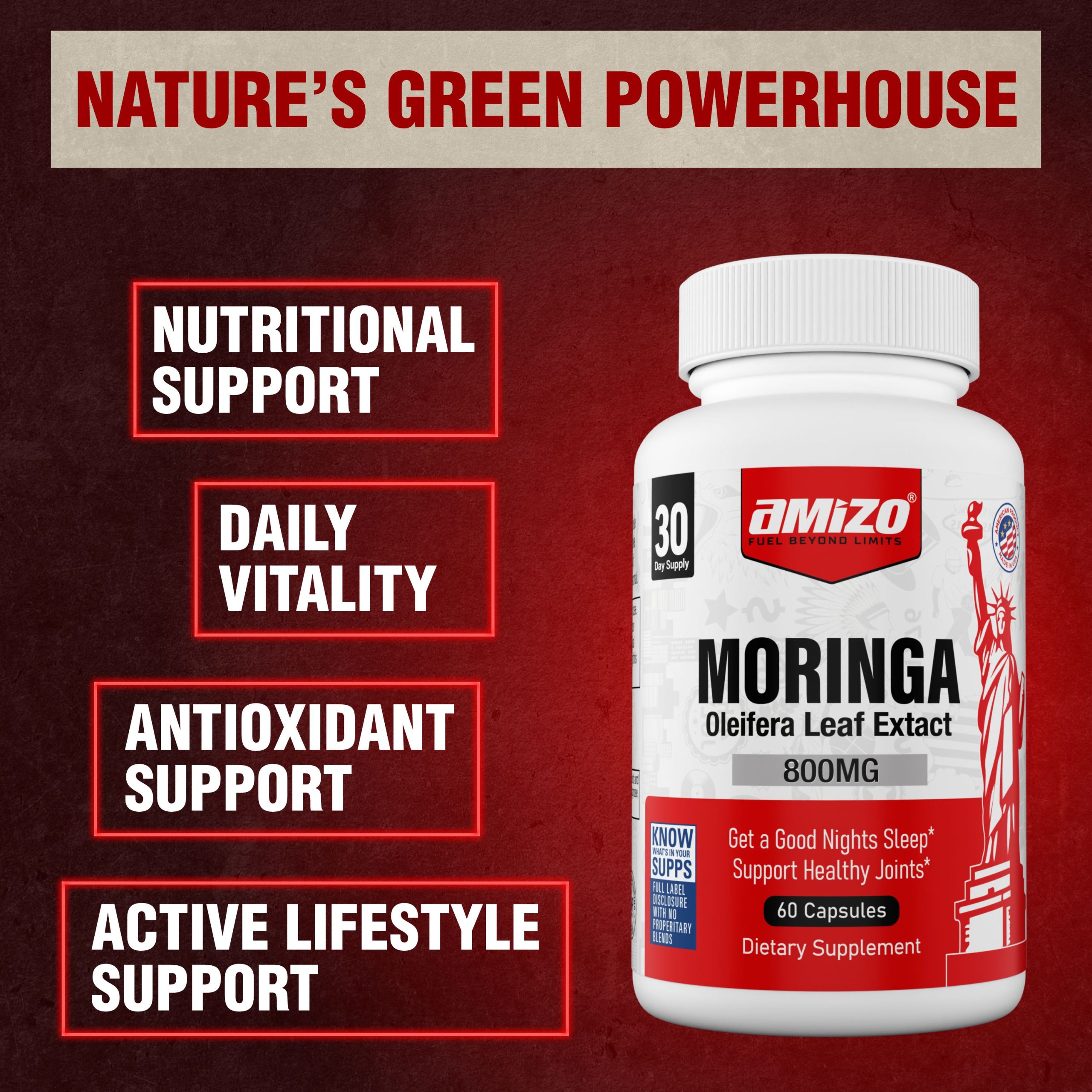 AMIZO Moringa Capsules 800mg, 60 Capsules - Image 7