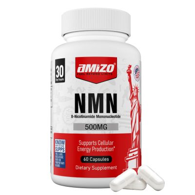 AMIZO NMN Supplement 500mg, Nicotinamide Mononucleotide, 60 Capsules, 30 Day Supply