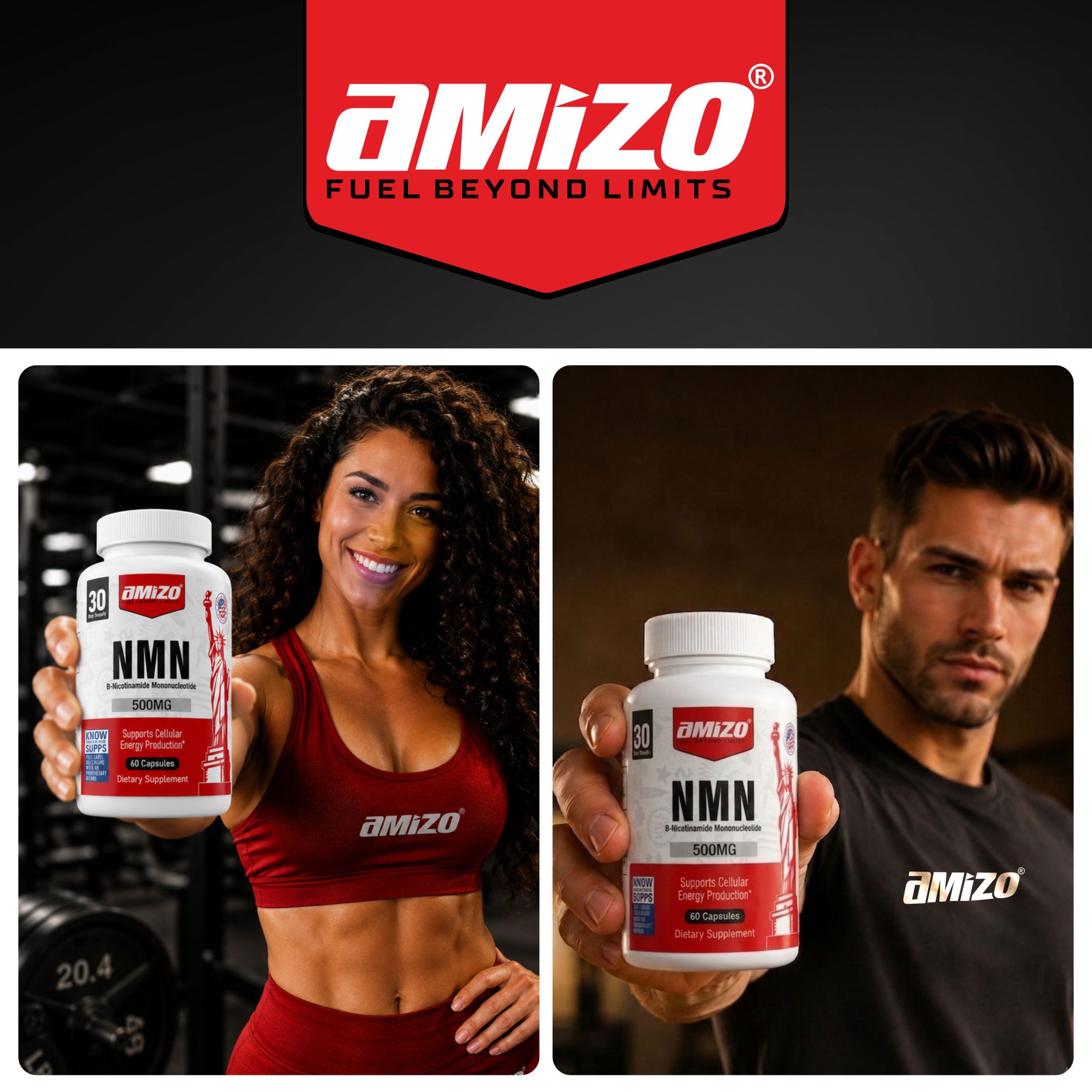 AMIZO NMN Supplement 500mg, Nicotinamide Mononucleotide, 60 Capsules, 30 Day Supply - Image 2